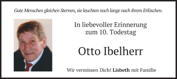 Traueranzeige von Otto Ibelherr von merkurtz