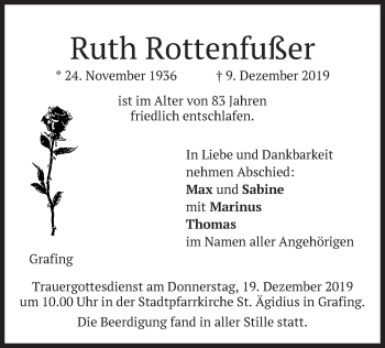 Traueranzeige von Ruth Rottenfußer