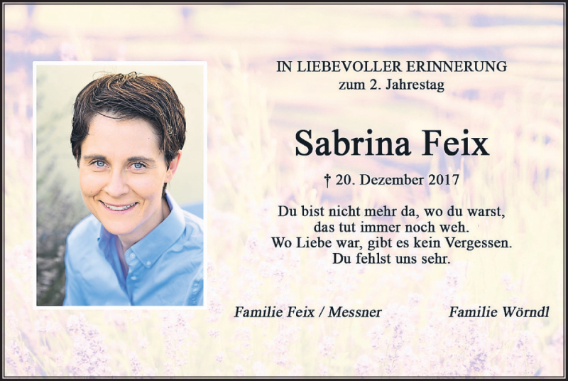  Traueranzeige für Sabrina Feix vom 20.12.2019 aus merkurtz