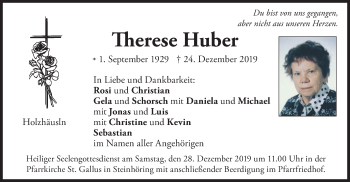 Traueranzeige von Therese Huber