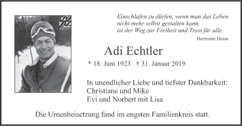Traueranzeige von Adi Echtler von merkurtz