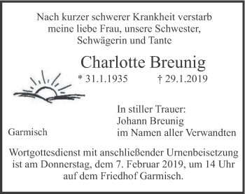 Traueranzeige von Charlotte Breunig von merkurtz