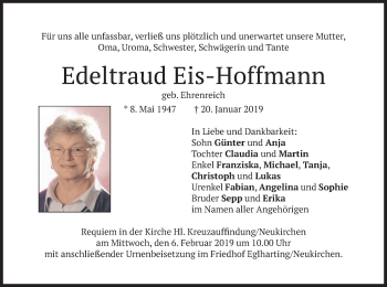 Traueranzeige von Edeltraud Eis-Hoffmann von merkurtz