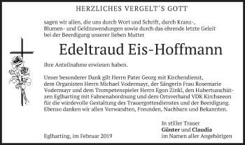 Traueranzeige von Edeltraud Eis-Hoffmann von merkurtz