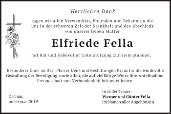 Traueranzeige von Elfriede Fella von merkurtz