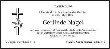 Traueranzeige von Gerlinde Nagel von merkurtz