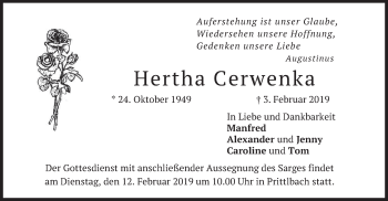 Traueranzeige von Hertha Cerwenka von merkurtz