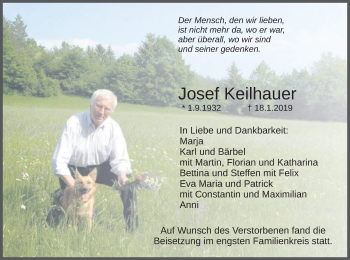 Traueranzeige von Josef Keilhauer von merkurtz