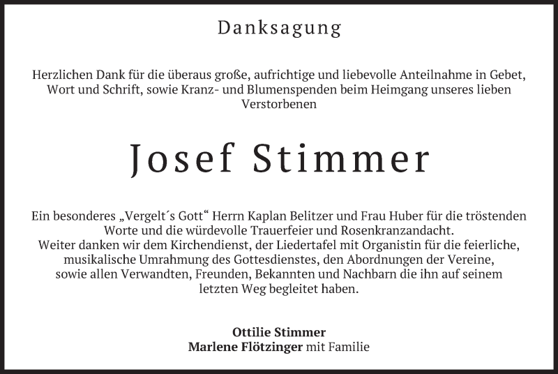  Traueranzeige für Josef Stimmer vom 02.02.2019 aus merkurtz