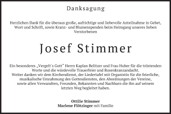 Traueranzeige von Josef Stimmer von merkurtz