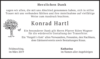 Traueranzeige von Konrad Hartl von merkurtz