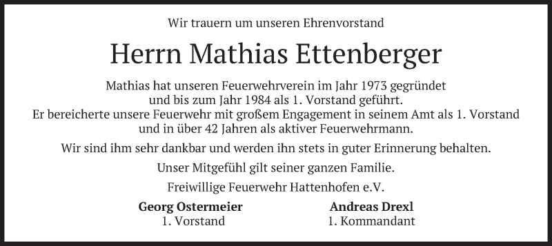  Traueranzeige für Mathias Ettenberger vom 02.02.2019 aus merkurtz