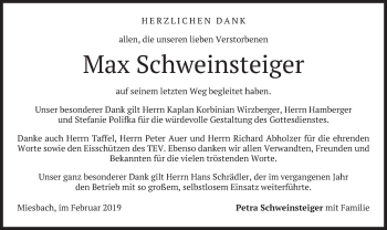 Traueranzeige von Max Schweinsteiger von merkurtz