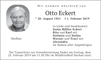 Traueranzeige von Otto Eckert von merkurtz