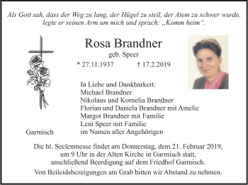 Traueranzeige von Rosa Brandner von merkurtz