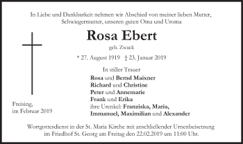 Traueranzeige von Rosa Ebert von merkurtz