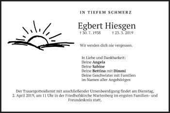 Traueranzeige von Egbert Hiesgen von merkurtz