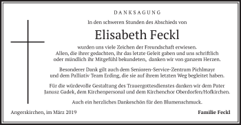 Traueranzeige von Elisabeth Feckl von merkurtz