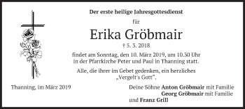Traueranzeige von Erika Gröbmair von merkurtz