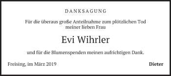 Traueranzeige von Evi Wihrler von merkurtz