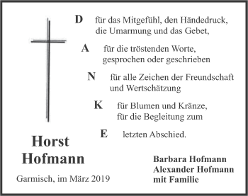 Traueranzeige von Horst Hofmann von merkurtz