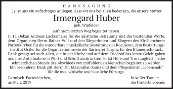 Traueranzeige von Irmengard Huber von merkurtz