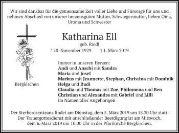 Traueranzeige von Katharina Ell von merkurtz