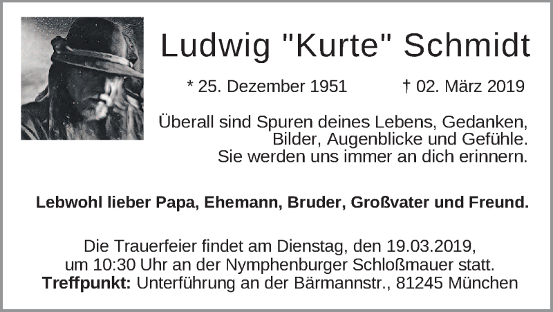  Traueranzeige für Ludwig Schmidt vom 13.03.2019 aus merkurtz