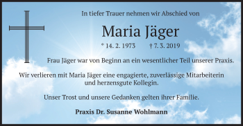 Traueranzeige von Maria Jäger von merkurtz