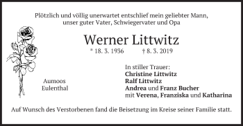 Traueranzeige von Werner Littwitz von merkurtz