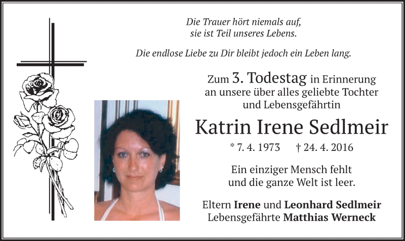  Traueranzeige für Katrin Irene Sedlmeir vom 24.04.2019 aus merkurtz