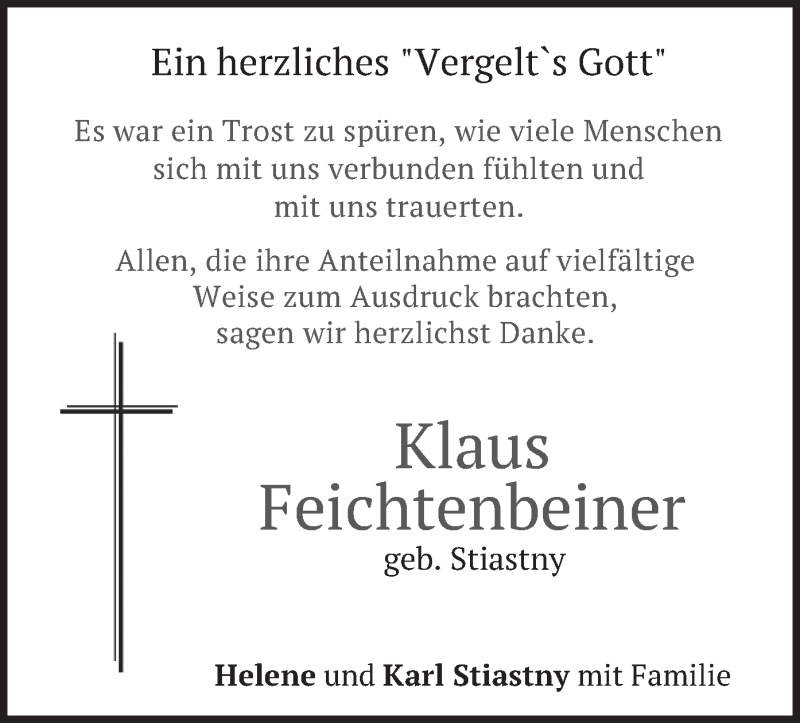  Traueranzeige für Klaus Feichtenbeiner vom 27.04.2019 aus merkurtz