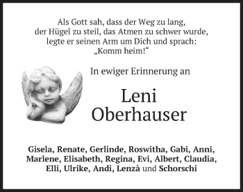 Traueranzeige von Leni Oberhauser von merkurtz
