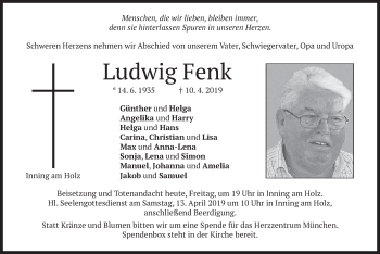 Traueranzeige von Ludwig Fenk von merkurtz