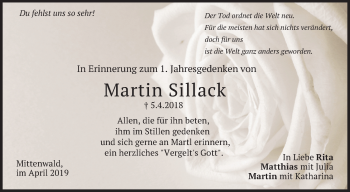 Traueranzeige von Martin Sillack von merkurtz