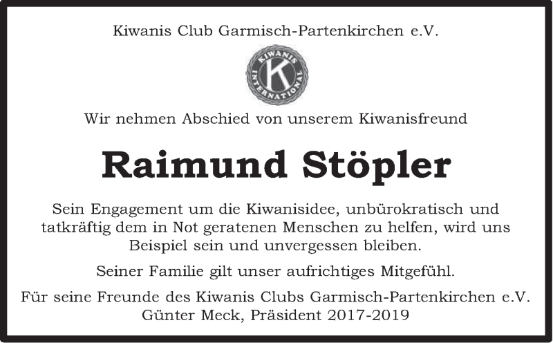  Traueranzeige für Raimund Stöpler vom 17.04.2019 aus merkurtz