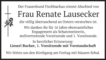 Traueranzeige von Renate Lausecker von merkurtz