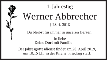 Traueranzeige von Werner Abbrecher