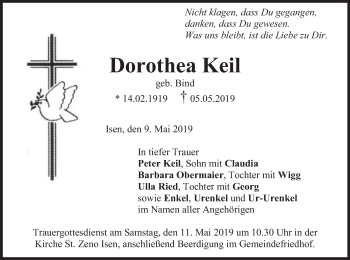 Traueranzeige von Dorothea Keil von merkurtz