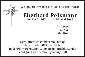 Traueranzeige von Eberhard Pelzmann