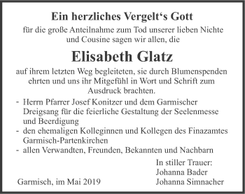 Traueranzeige von Elisabeth Glatz von merkurtz