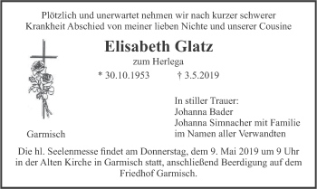 Traueranzeige von Elisabeth Glatz von merkurtz