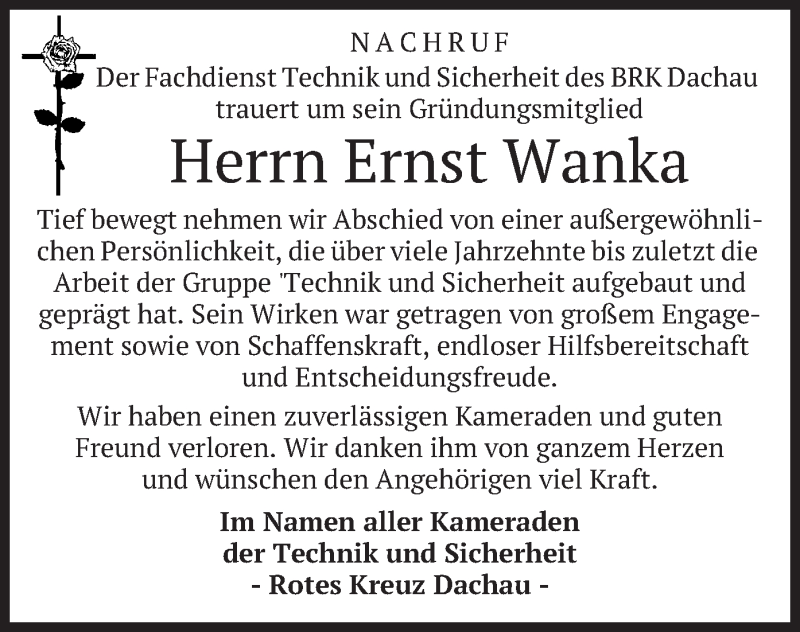  Traueranzeige für Ernst Wanka vom 18.05.2019 aus merkurtz