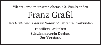 Traueranzeige von Franz Graßl von merkurtz