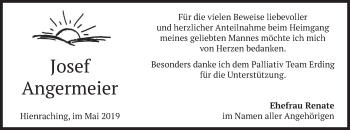 Traueranzeige von Josef Angermeier von merkurtz