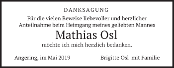 Traueranzeige von Mathias Osl von merkurtz
