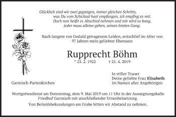 Traueranzeige von Rupprecht Böhm von merkurtz