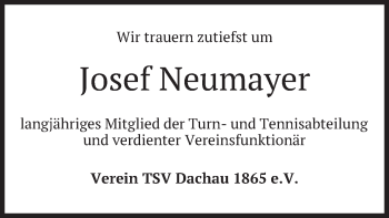Traueranzeige von Josef Neumayer