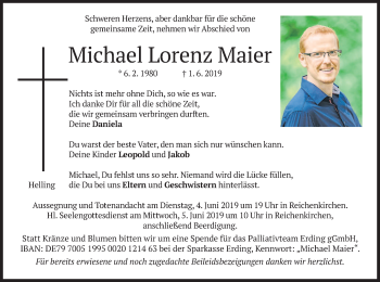 Traueranzeige von Michael Lorenz Maier von merkurtz