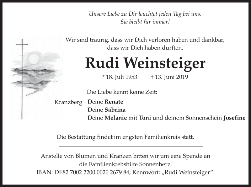  Traueranzeige für Rudi Weinsteiger vom 17.06.2019 aus merkurtz